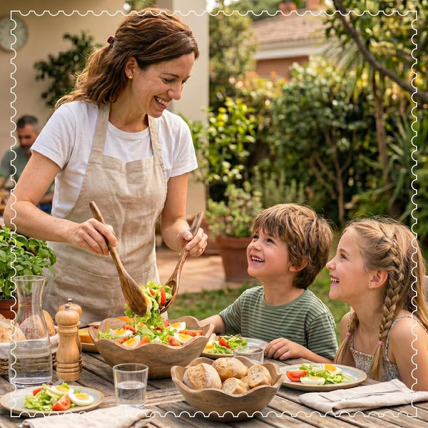 Premium Acacia Salad Bowl Set - Natural Finish, 10In and 12In, 2-Set6