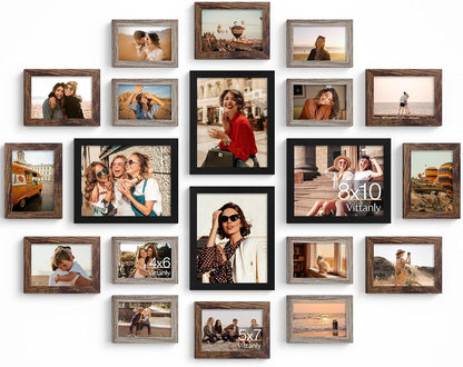 20 Pack Picture Frames Collage Wall Decor, Black, Brown, Dark Grey1