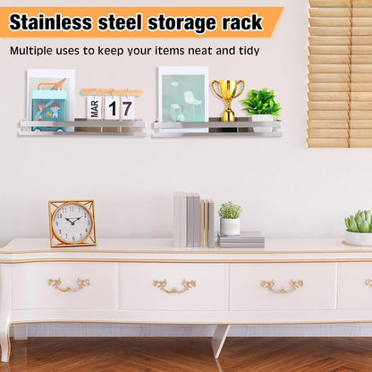 4 Pieces Stainless Steel Shelf Bathroom Shower Floating Shelves Wall Mounted Shower Caddy Basket Shelf Storage Organizer Shelves for Bathroom, Kitchen, Living Room, Silver, 15.75 Inch6