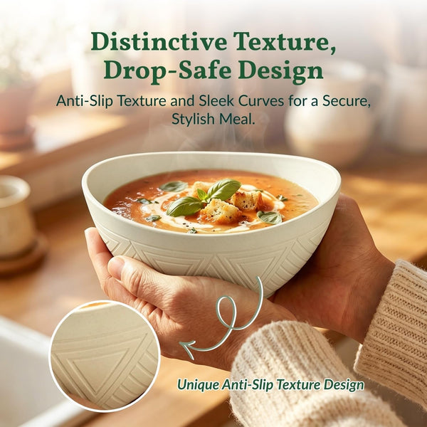 Wheat Straw Bowls 26 OZ Serving Bowls Oval Serving Dishes for Salad, Dinner, Cereal, Snack, Prep, Dessert Bowls Set Unbreakable Camping Bowls Microwave & Dishwasher Safe (6 PCS Grey Stone)5