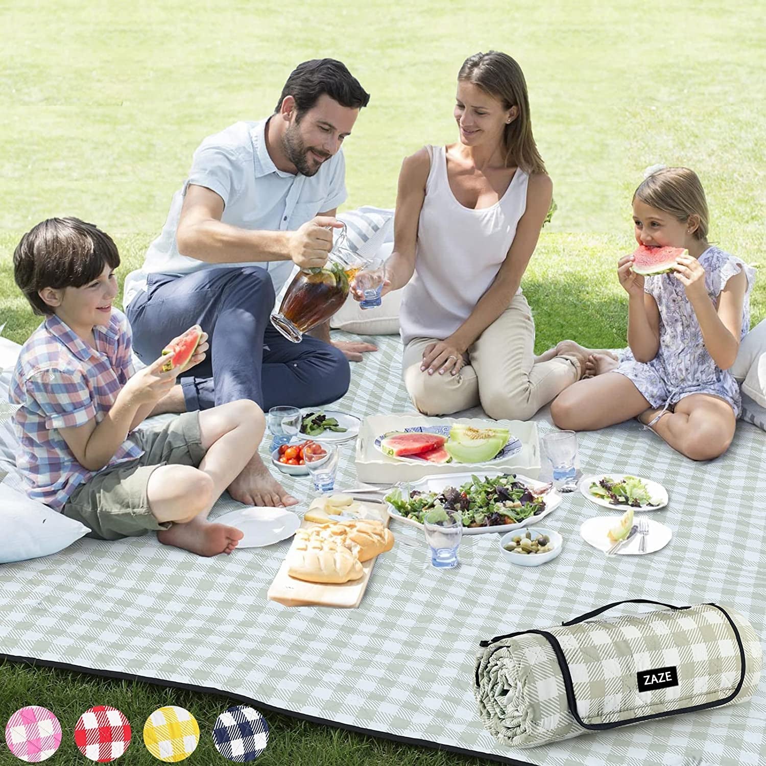 extra-large-picnic-outdoor-blanket-80x80-waterproof-foldable-blankets-gingham-picnic-mat-for-beach-camping-grass-lawn-park-accessories-cute-couple-gifts-ideas-wedding-registrygreen-white
