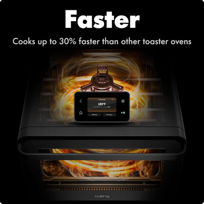 CHEF Iq Minioven Smart Toaster Oven Air Fryer Combo, 11-In-1 Countertop Convection Oven, Bake, Broil, Air Fry, Broil, Dehydrate, 1750W, 25 Qt Capacity, Fast Cooking with Touchscreen Controls – Black3