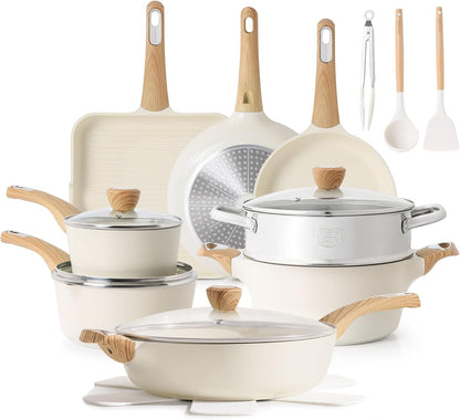 Ceramic Cookware Sets, Pots and Pans Set Nonstick, 20-Piece Induction Cookware, Non-Toxic Healthy Non Stick Kitchen Cooking Set with Stay-Cool Handles, PFAS PTFE PFOA PFOS Free1