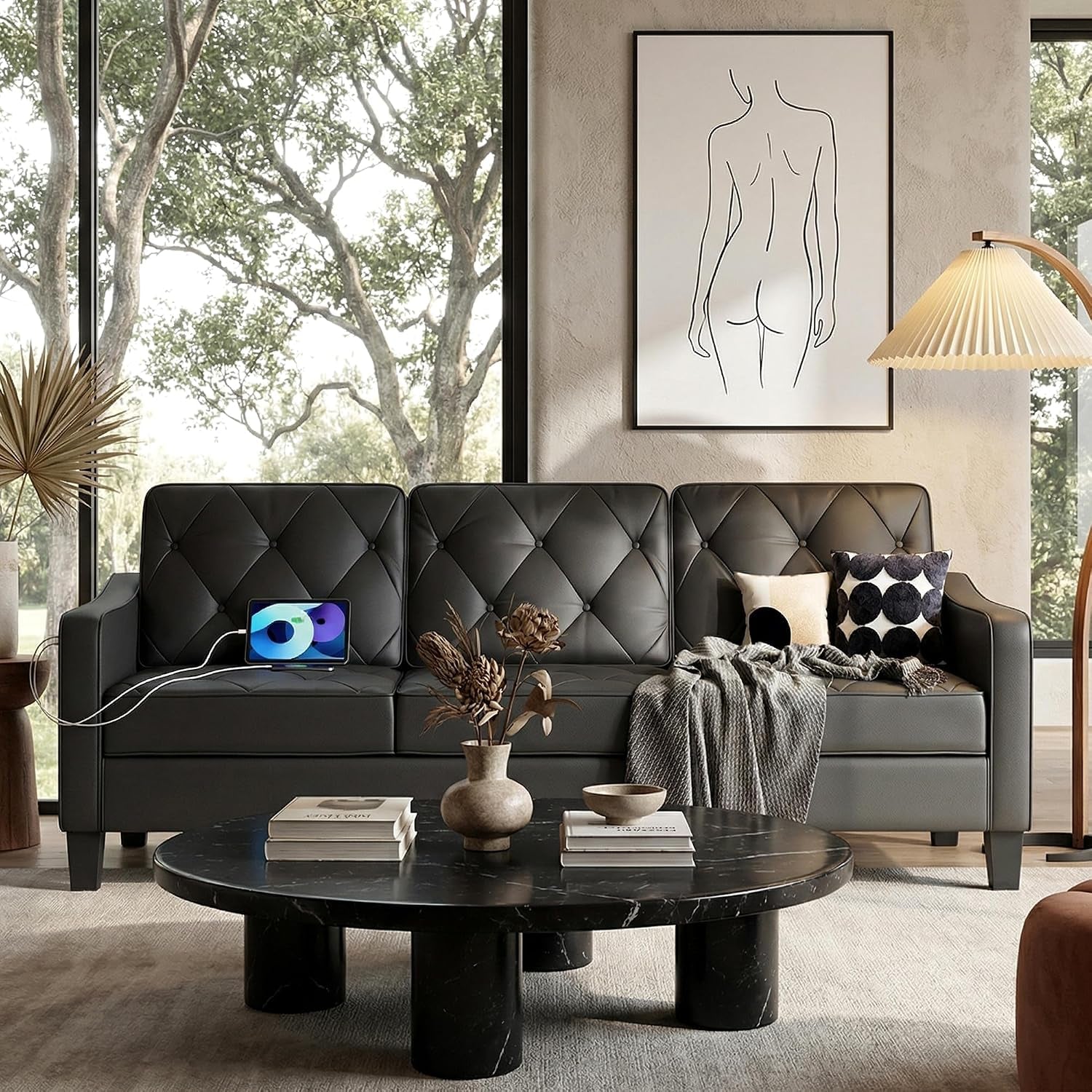 83-black-faux-leather-3-seater-couch-mid-century-tufted-sofa-living-room