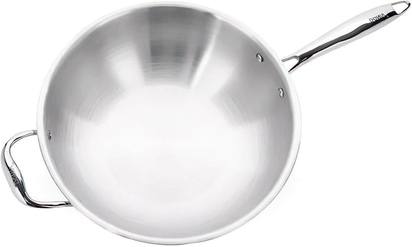 10 Inch Tri-Ply Stainless Steel Wok with Helper Handle | Full Tri-Ply Body, Flat Bottom, Ergonomic Helper Handle, Induction Compatible, Oven Safe, Dishwasher Safe8