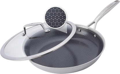 HENCKELS Paradigm 12-Inch Ceramic Fry Pan with Lid, Oven Safe up to 500°F | Non-Toxic, Food-Safe, Ceramic Nonstick Coating. Induction Cookware Compatible for All Cooktops. Scratch Resistant.10