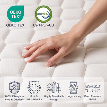 8 Inch Twin Mattress, Hybrid Memory Foam & Bonnell Spring Mattress5