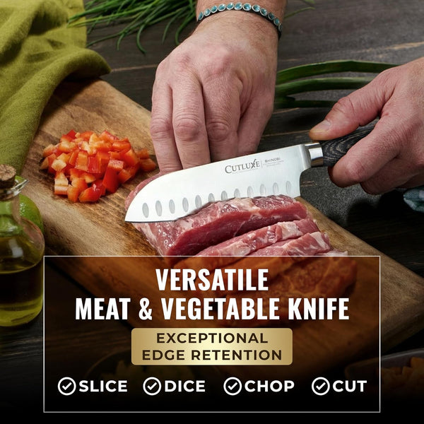Santoku Knife, 5" Japanese Meat & Vegetable Knife for Chopping3