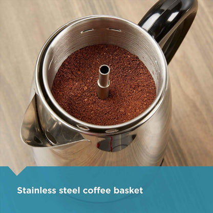 Electric Coffee Percolator, Stainless Steel Basket, Automatic Keep Warm, No-Drip Spout, 8 Cup3