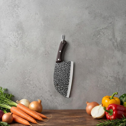 Chinese Meat Cleaver Knife with Hammered Carbon Steel Blade and Plastic Handle, Safe Use and Reduces Hand Fatigue, for Restaurant and Commercial Kitchen Meat Cutting6