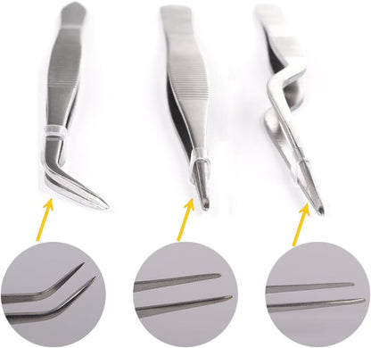 Kitchen Cooking Tweezers Culinary,3 Piece Set Stainless Steel Tweezer Precision Tongs Offset Tip for Cooking Food Design Styling(6.3-Inch)2