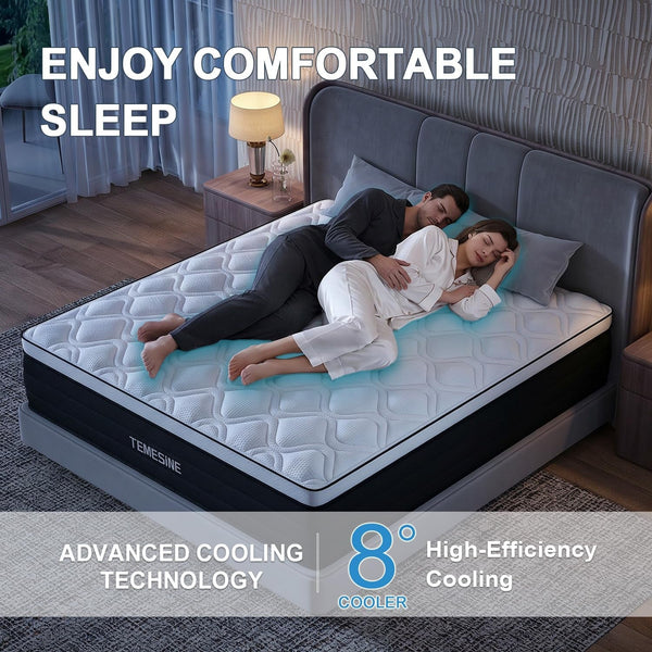 King Size Mattress, 14 Inch Hybrid Mattress in a Box with Individual Pocket Spring, Gel Memory Foam and Euro Top, Medium Firm Feel with Motion Isolation, Pressure Relief, Edge Support,Black7