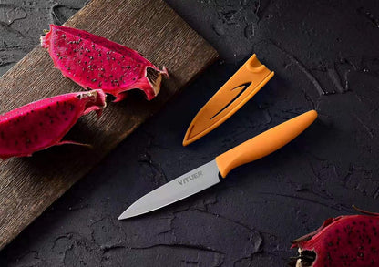 Paring Knife, 4PCS Paring Knives (4 Knives and 4 Knife Cover), 4 Inch Peeling Fruit and Vegetable Knife, Ultra Sharp Kitchen Knives, German Steel, PP Plastic Handle4