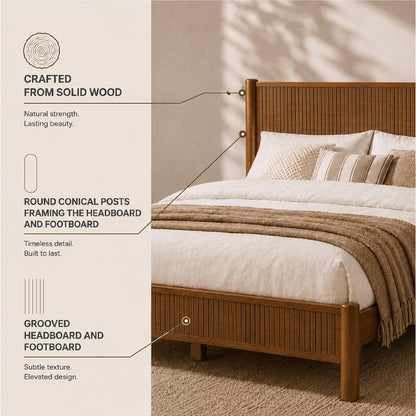 Solid Wood Queen Platform Bed, Walnut (WNT, Queen (U.S. Standard))6
