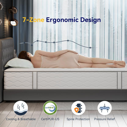 14 Inch King Size Mattress, Luxury Cooling Hybrid Mattress with Ice Silk Cover & Gel Memory Foam, 7-Zone Support, Extra Firm Bed for Couples, Strong Edge Support, No Sagging & Motion Isolation3