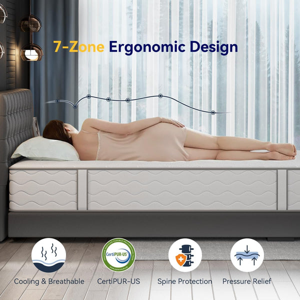14 Inch King Size Mattress, Luxury Cooling Hybrid Mattress with Ice Silk Cover & Gel Memory Foam, 7-Zone Support, Extra Firm Bed for Couples, Strong Edge Support, No Sagging & Motion Isolation3