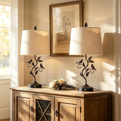 27" Set of 2 Touch Farmhouse Table Lamps for Living Room8