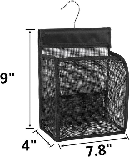 Hanging Mesh Shower Caddy Organizer Bathroom Storage Bag with Hooks for Camper, Gym, Cruise, Cabin, College Dorm Shower, Swimming and Rv,Black2