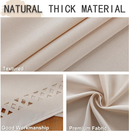 Rectangle Linen Polyester Tablecloth with Decorative Cutouts, Waterproof Tablecloth Wrinkle Free Spring Farmhouse Dining Tables Cover for Dining Party Camping, 60 X 86 Inch, Beige3