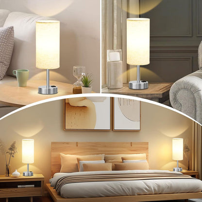 Bedside Table Lamp for Bedroom - Touch Desk Lamp with USB A+C Port2