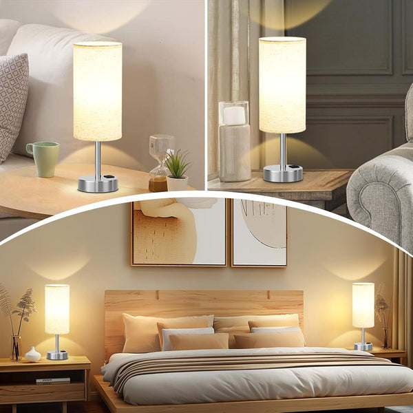 Bedside Table Lamp for Bedroom - Touch Desk Lamp with USB A+C Port2