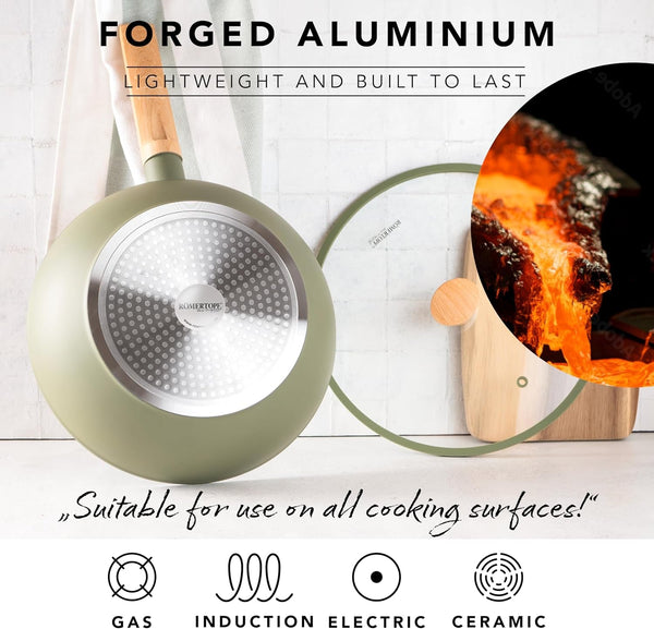Romertopf 11 Inch Non Stick Wok Pan with Lid | Ceramic Wok with Flat Bottom for Induction Cooktop – Non Toxic Nonstick Stir Fry Pan, Large Woks & Stir-Fry Pans Nonstick for All Stoves2