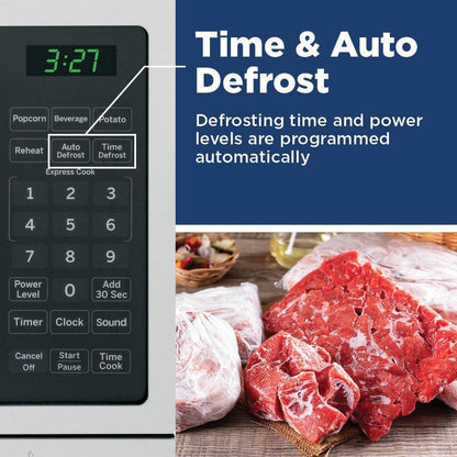 GCST07N1WSS Countertop Microwave Oven 700-Watt Compact 0.7 Cu Ft Stainless Steel Bundle with 2 YR CPS Enhanced Protection Pack and Deco Chef Pair of Red Heat Resistant Oven Mitt5