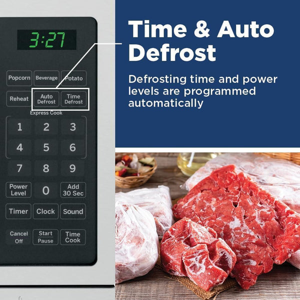 GCST07N1WSS Countertop Microwave Oven 700-Watt Compact 0.7 Cu Ft Stainless Steel Bundle with 2 YR CPS Enhanced Protection Pack and Deco Chef Pair of Red Heat Resistant Oven Mitt5