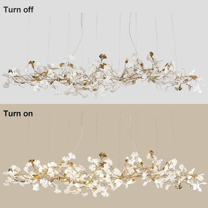 L98 Long Branch Chandelier Ginkgo Leaf Chandeliers Large Modern Brass Chandelier Light Fixtures for Dining Room, Villa, Living Room Kitchen Island5