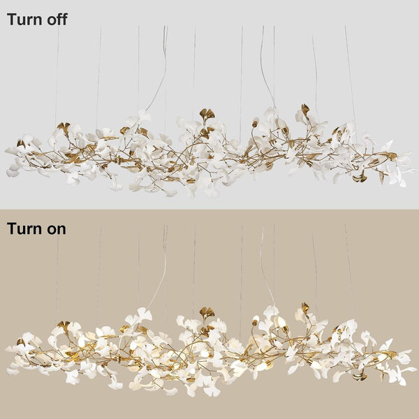 L98 Long Branch Chandelier Ginkgo Leaf Chandeliers Large Modern Brass Chandelier Light Fixtures for Dining Room, Villa, Living Room Kitchen Island5
