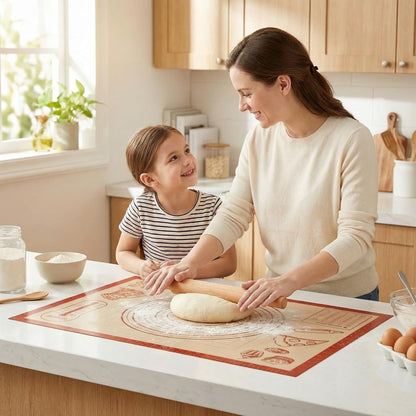 Silicone Baking Pastry Dough Mat - 28X20Inch Extra Large Cookie Bread Rolling Mats Sheet, Nonstick Kitchen Counter Kneading Board, Thick Reusable Pie Cookies Pizza Fondant Making Matt with Measurement2