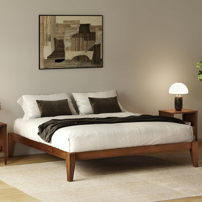 Thor Premium Solid Wood Bed Frame King, Japanese Joinery Bed Frame with Wood Slat Support, Platform Bed, No Box Spring Needed, Easy Assembly, Minimalist & Modern Style (Walnut)1