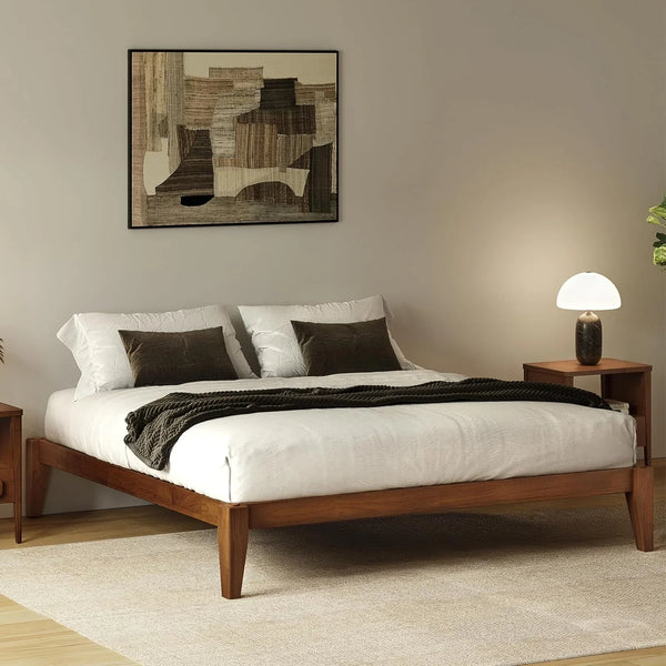 Thor Premium Solid Wood Bed Frame King, Japanese Joinery Bed Frame with Wood Slat Support, Platform Bed, No Box Spring Needed, Easy Assembly, Minimalist & Modern Style (Walnut)1
