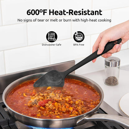 Silicone Spatula Set with 600 Degrees Fahrenheit Heat Resistant (Black)3