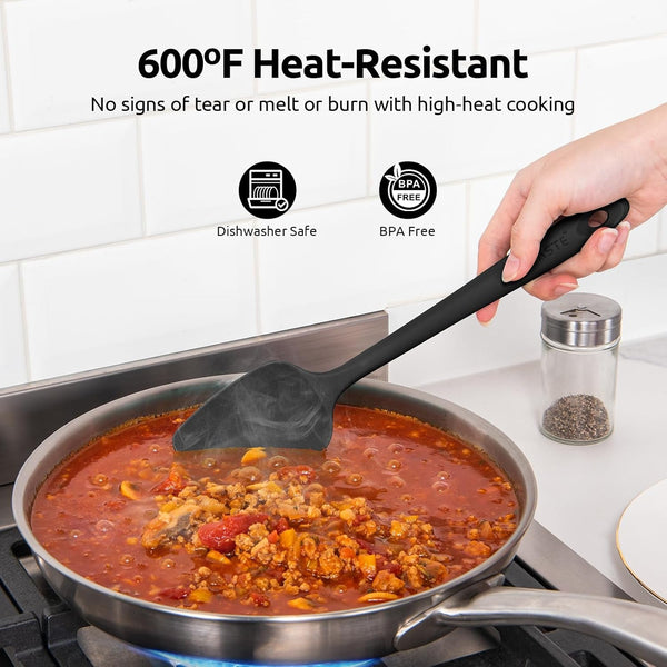 Silicone Spatula Set with 600 Degrees Fahrenheit Heat Resistant (Black)3