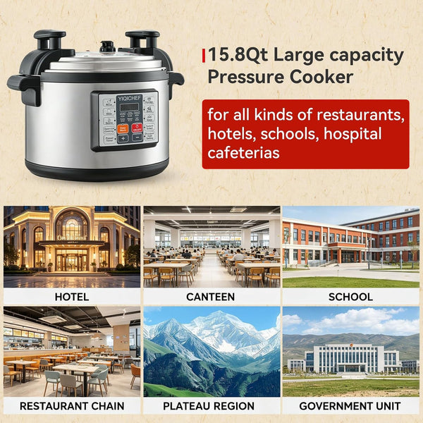 15.8 Qt Commercial Large Electric Pressure Cooker, 10-In-1 Multi-Function Pressure Pot with Steaming Rack & Non-Stick Inner Pot, 24 Hours Preset, Slow Cooker, Steam/Rice Cooker& Auto Keep Warm6