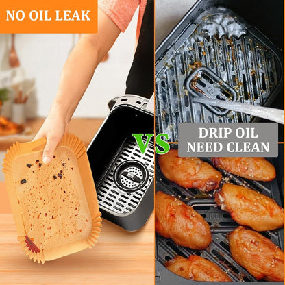 200PCS Air Fryer Liners for Ninja: Higher Non-Stick Disposable Parchment Paper Liner for Ninja DZ201/DZ401 Dual Airfryer Baking - Food Grade Ninja Air Fryer Accessories (Rectangle - 8.6 X 5.5 Inch)4