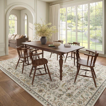 Washable 8X10 Area Rugs for Living Room Bedroom, Beige/Multi4