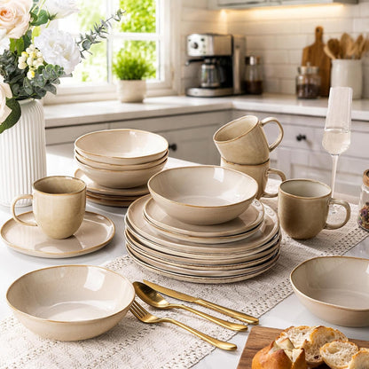 Ceramic Dinnerware Sets for 6, 18Pcs Plates and Bowls Sets Dishes7