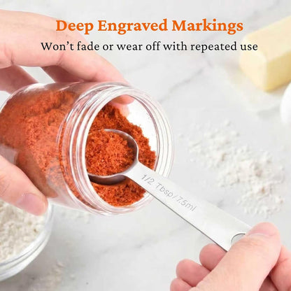 14PCS Measuring Spoons Set, 1 Tbsp, 1/2 Tbsp, and 1-1/16Tsp Stainless Steel Measuring Spoons for Cooking Baking Spice Jars and Liquid Ingredients4