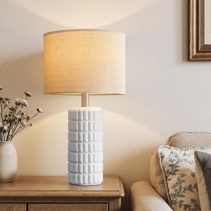 23" Ceramic Table Lamps Set of 2, Lamps for Bedroom, Light White3