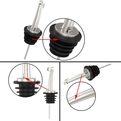 2 Pcs Oil Spout Liquor Bottle Pourer Spouts | Stainless Steel Olive Oil Dispenser Spout for about 3/4" Bottle Mouth, with Flip Top4