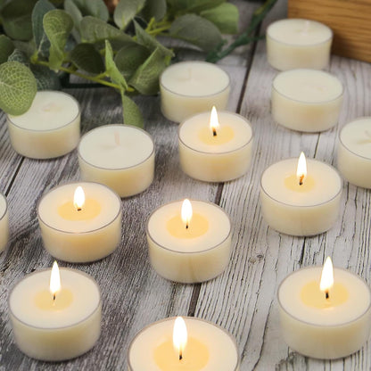 Soy Tealight Candles 50 Pack,6-Hour Unscented Small Votive Candles9
