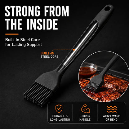 Silicone Basting Pastry Brush for Baking Bbq Spread Oil Butter | 2 Pack Cooking Kitchen Brushes, Heat Resistant BPA Free, Dishwasher Safe3
