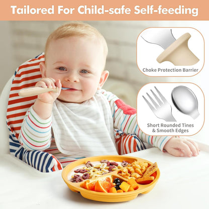 8 Pcs Toddler Utensils Set Kids Silverware with Forks and Spoons | Baby Utensils with Silicone Handle, Anti-Choke Design for Children'S Safe Self-Feeding, Food Grade Dishwasher Safe, Bpa-Free3