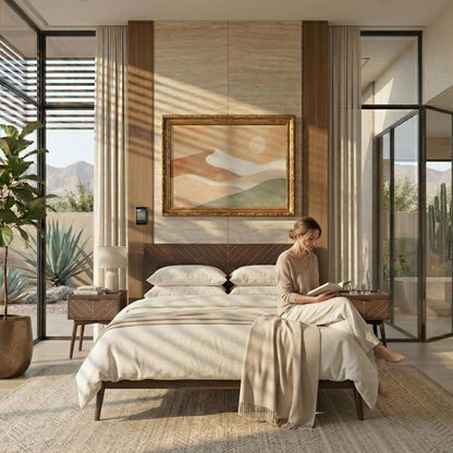 Loki Solid Wood Platform Bed Full, Chevron Headboard, Espresso6