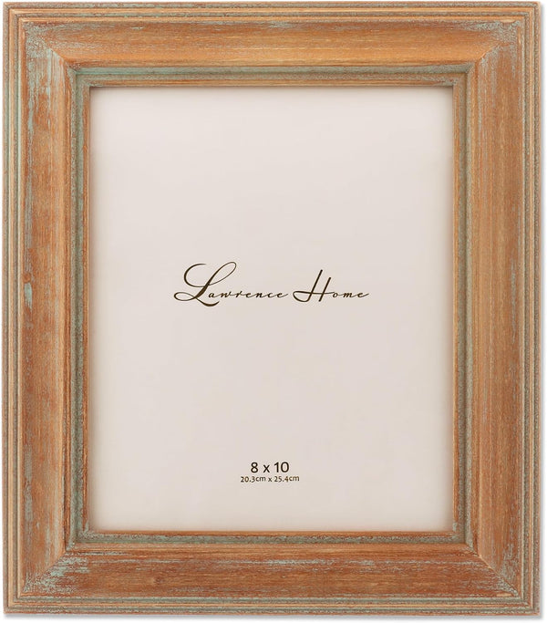 8X10 Weathered Wood with Verdigris Wash Picture Frame, Brown1