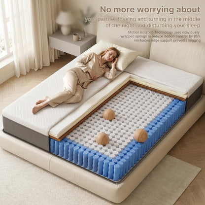 Queen 12 Inch Hybrid Mattress in a Box, Medium-Firm, Memory Foam with Individually Pocketed Coils, Zoned Support, Motion Isolation, Certipur-Us Certified4