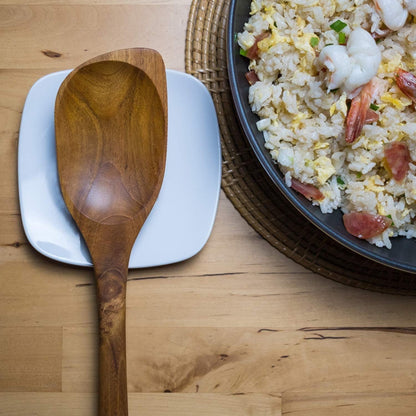 Teak Wooden Spoon for Cooking, Right Hand Corner Spoon, Nonstick Cookware | Spoon and Spatula in One: Scrape Fond, Stir, and Serve with a Solid Teak Corner Spoon and Ergonomic, Comfortable Handle6