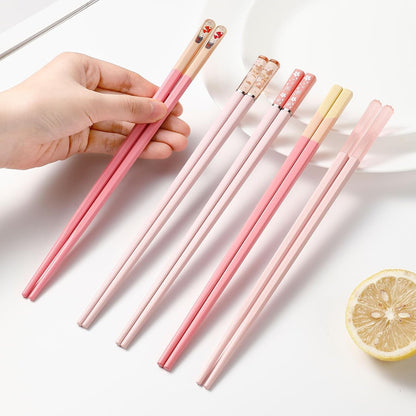 5 Pairs Pink Fiberglass Chopsticks, Non-Slip Reusable | Food-Safe, Heat-Resistant to 356°F, Dishwasher-Safe, Lightweight, Ergonomic Grip, Unique Family Set, Ideal for Sushi/Ramen3